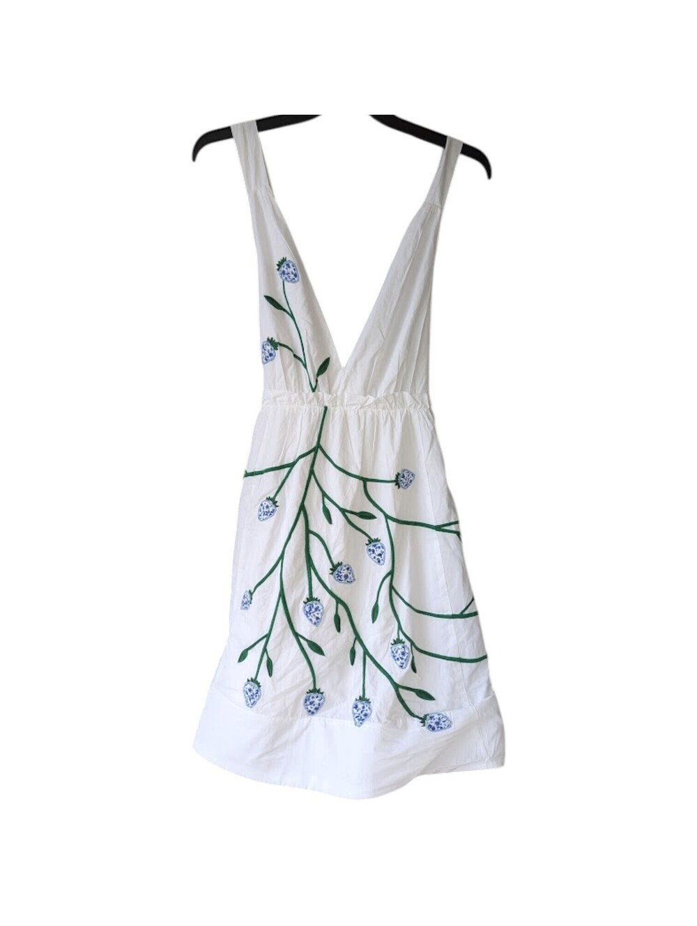 NWT Maeve Anthropologie White Blue Floral Embroidered Dress XL Sundress Summer